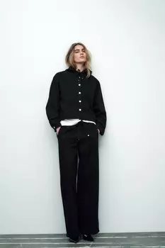 Широкие джинсы-джоггеры с высокой талией z1975 ZARA, черный
