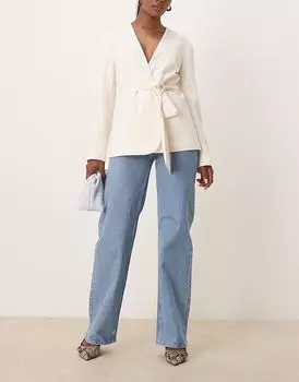 Широкие джинсы Femme Alice из светло-голубого денима Selected