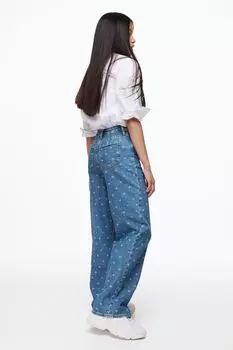Широкие джинсы H&amp;M, синий деним/сердечки