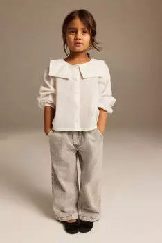 Широкие джинсы из бумажного пакета H&M, серый
