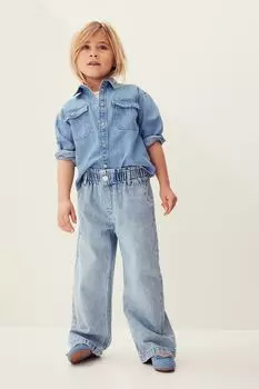Широкие джинсы из бумажного пакета H&M, синий