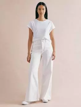 Широкие джинсы из чистого органического хлопка Albaray, экрю