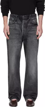 Широкие джинсы из плотного денима с черной кромкой и выцветшим краем AURALEE