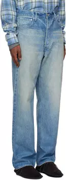 Широкие джинсы из плотного денима с синей кромкой и выцветшим краем AURALEE