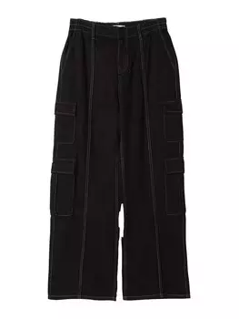 Широкие джинсы-карго Bershka, черный