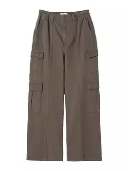 Широкие джинсы-карго Bershka, коричневый