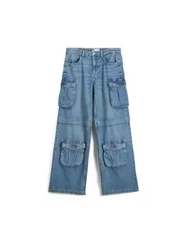 Широкие джинсы-карго Bershka, синий