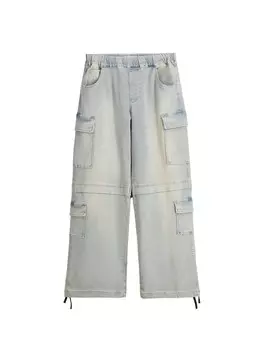 Широкие джинсы-карго Bershka, синий