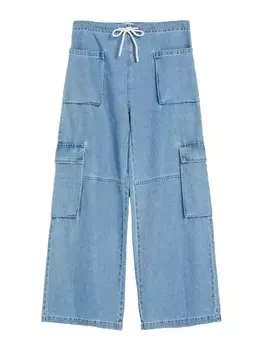 Широкие джинсы-карго Bershka, синий деним