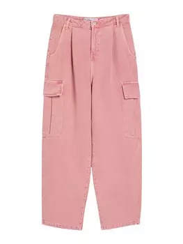 Широкие джинсы-карго Bershka, темно-розовый