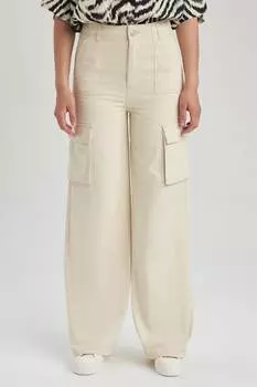 Широкие джинсы карго Defacto, бежевый