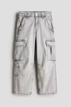 Широкие джинсы карго H&M, серый