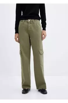 Широкие джинсы-карго Mango, хаки