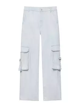 Широкие джинсы-карго Pull&Bear, светло-синий