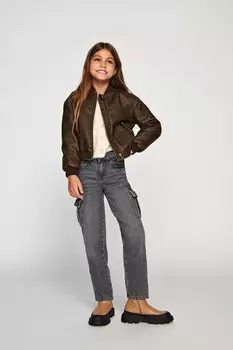 Широкие джинсы карго с регулируемой талией Only Kids, серый