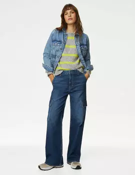 Широкие джинсы карго с высокой талией Marks & Spencer
