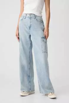 Широкие джинсы карго с завышенной талией Gap, синий