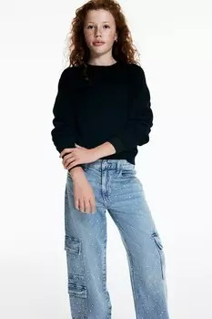 Широкие джинсы карго свободного кроя H&M, синий
