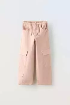 Широкие джинсы-карго ZARA, розовый