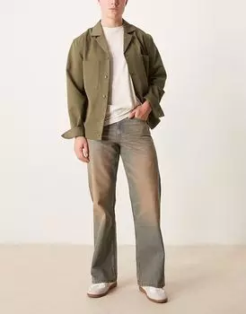 Широкие джинсы клеш ASOS DESIGN коричневого цвета с оттенком