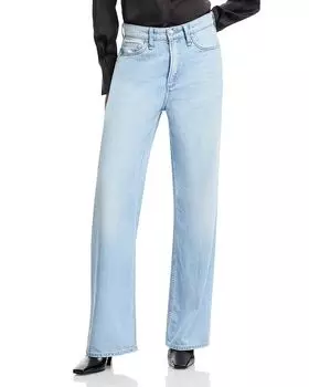 Широкие джинсы Logan Featherweight Mid Rise в Гринпорте rag & bone, синий