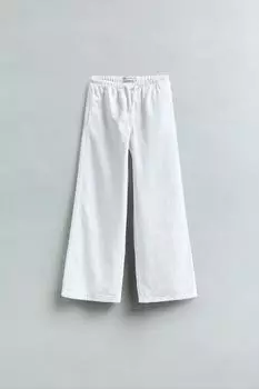 Широкие джинсы на завязках ZARA, белый