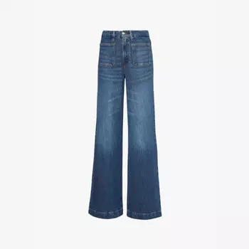 Широкие джинсы палаццо с высокой посадкой и хорошей талией Good American, индиго