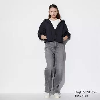 Широкие джинсы прямого кроя UNIQLO, серый