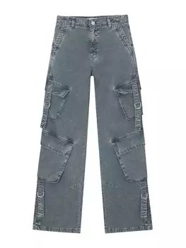 Широкие джинсы Pull&Bear, серый деним