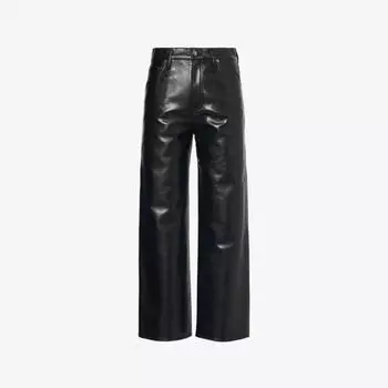 Широкие джинсы Ren с высокой посадкой из переработанной кожи Agolde, черный