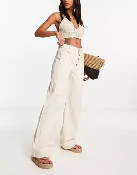 Широкие джинсы River Island цвета экрю