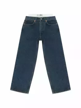 Широкие джинсы с эффектом многослойности MM6 MAISON MARGIELA, тёмно-синий