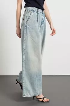 Широкие джинсы с эффектом потертости Armani Exchange, синий