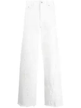 Широкие джинсы с эффектом потертости Lanvin, белый