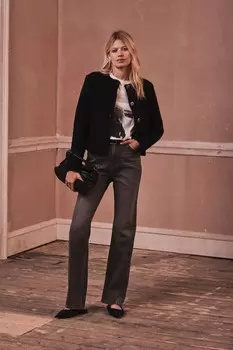 Широкие джинсы с эффектом потертости Mint Velvet, серый