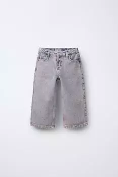 Широкие джинсы с эффектом выцветания ZARA, розовый