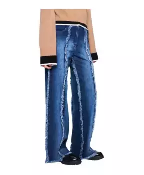 Широкие джинсы с бахромой Silvian Heach, синий