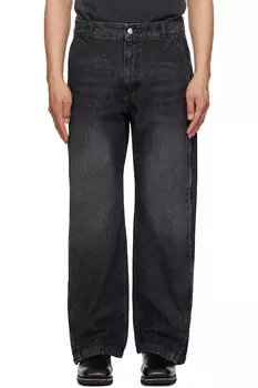 Широкие джинсы с боковой молнией Solid Homme, черный