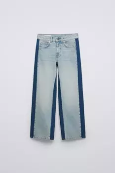 Широкие джинсы с боковыми полосками ZARA, синий
