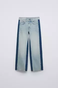 Широкие джинсы с боковыми полосками ZARA, синий