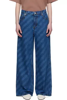 Широкие джинсы с диагональной полоской Marni, синий