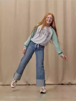 Широкие джинсы с глубокими манжетами для больших девочек 7–16 лет Levi's, цвет Trailblazer