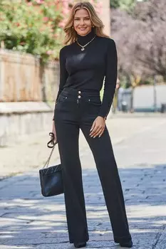 Широкие джинсы с контурной талией Sosandar, черный