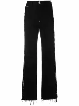 Широкие джинсы с кристаллами Philipp Plein, черный