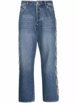Широкие джинсы с кристаллами Philipp Plein, синий
