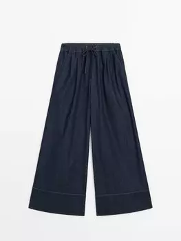 Широкие джинсы с кулиской Massimo Dutti, синий