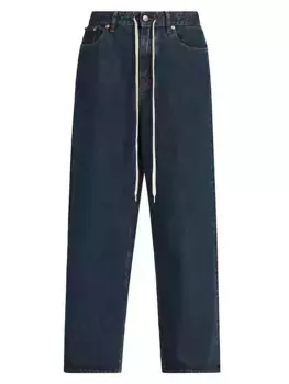 Широкие джинсы с кулиской Mm6 Maison Margiela, цвет green cast