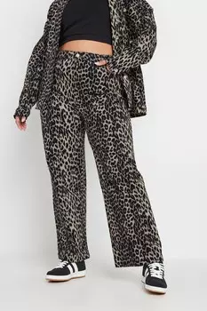 Широкие джинсы с леопардовым принтом Yours Curve, коричневый