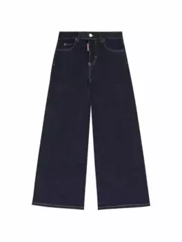 Широкие джинсы с логотипом Dsquared2, тёмно-синий