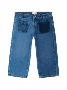Широкие джинсы с логотипом EMPORIO ARMANI, синий